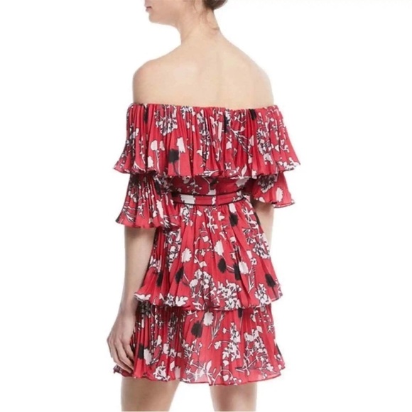 Self-Portrait Off The Shoulder Pleated Floral Mini Dress 6 - Picture 3 of 11